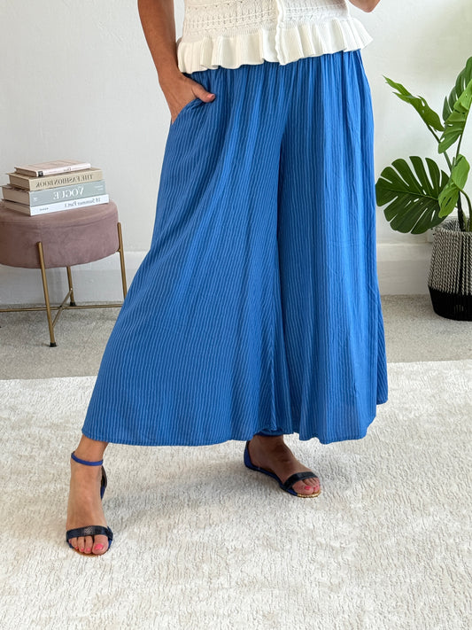 Cobalt Stripe Palazzo Culottes