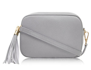 smoke Rose Leather Tassel Cross Body Bag