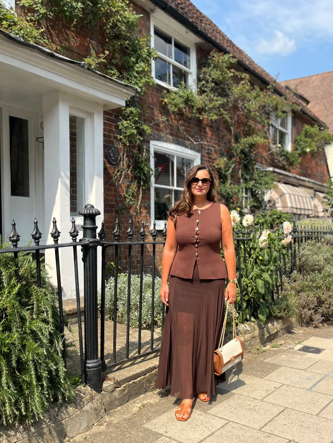 Chocolate Strappy Mesh Maxi Dress