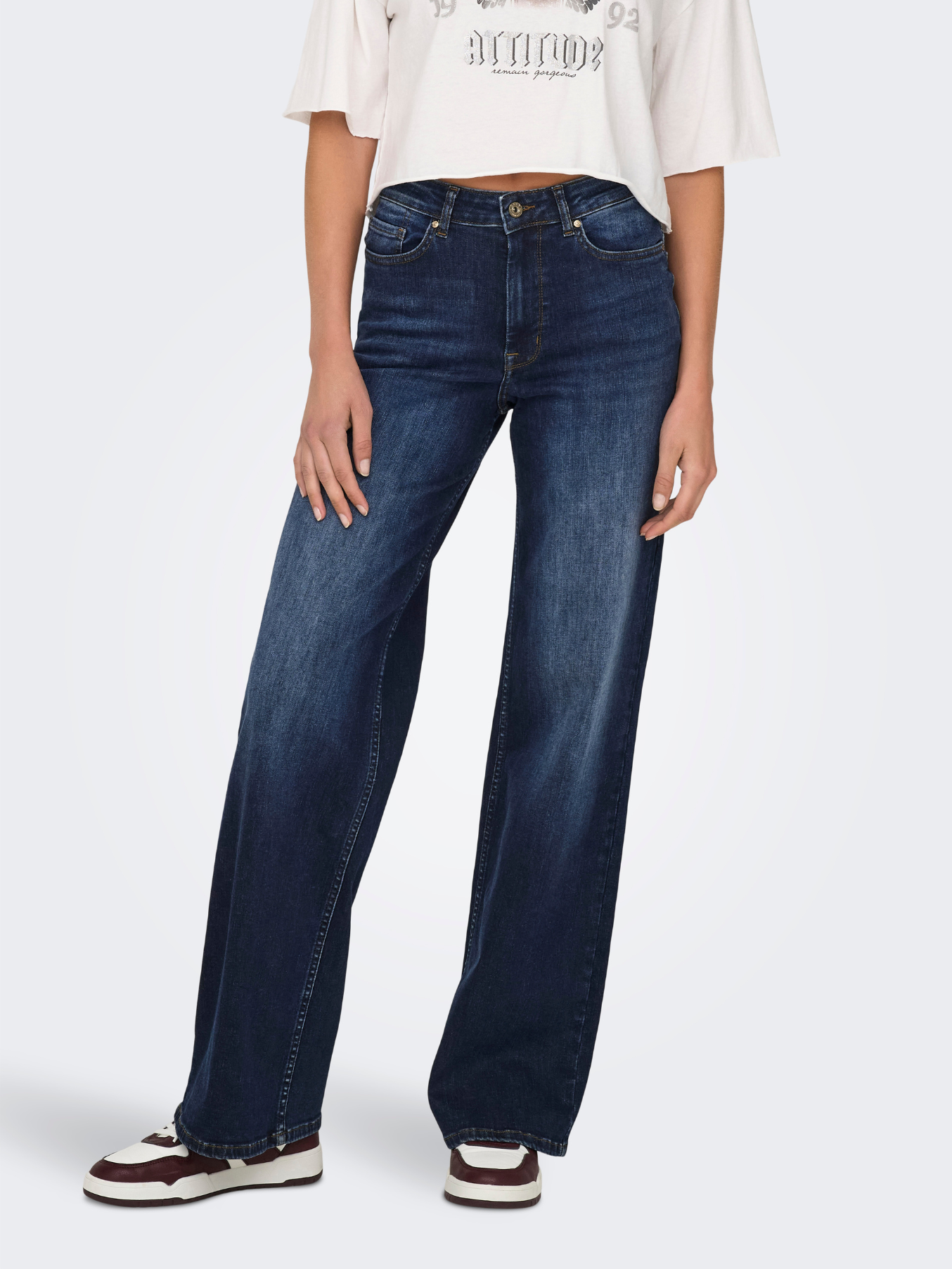 Madison Medium Blue High Waist Wide Leg Jeans