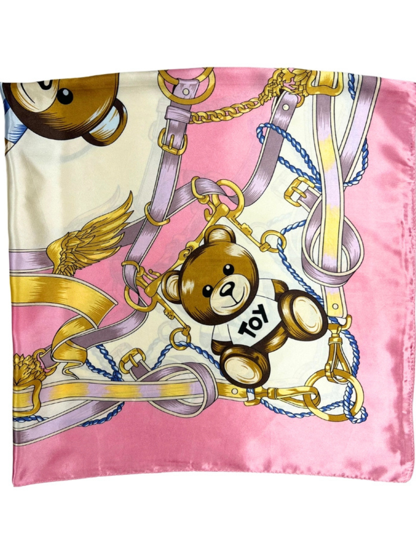 Pink Bear Pattern Silk Touch Square Scarf