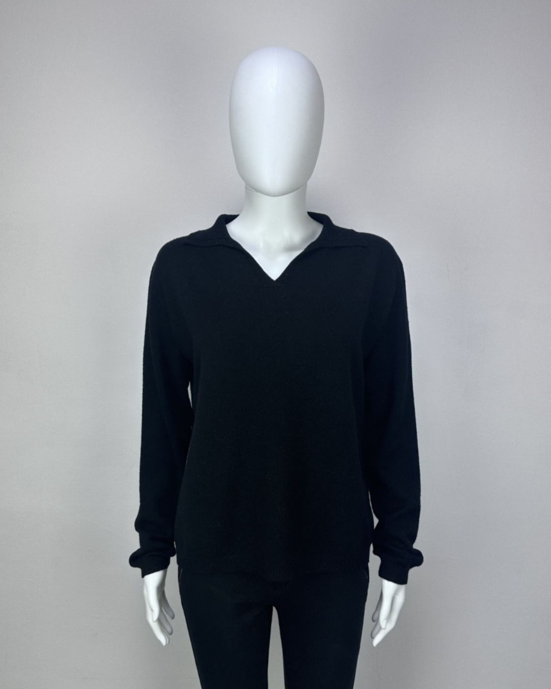 Beige V Neck Polo Knit