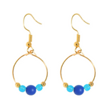 Blue/Lime Bead Hoopla Earrings