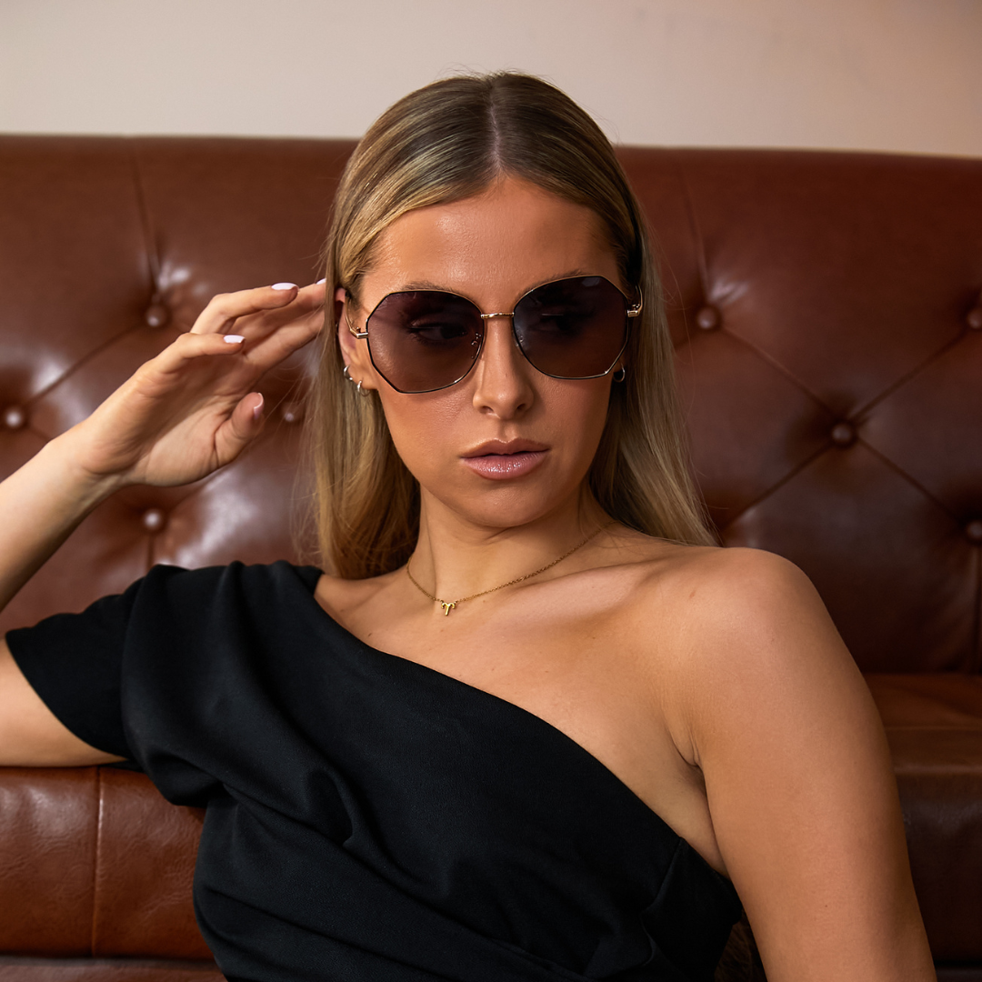 SORRENTO Brown/Gold Hex Sunglasses