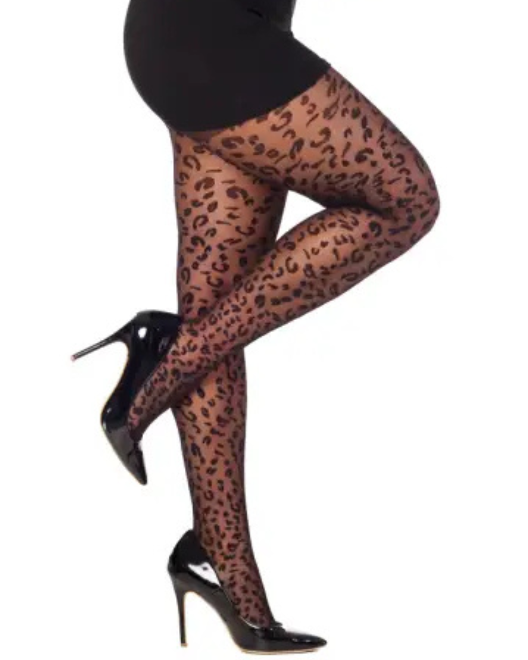 Black Sheer Leopard Tights