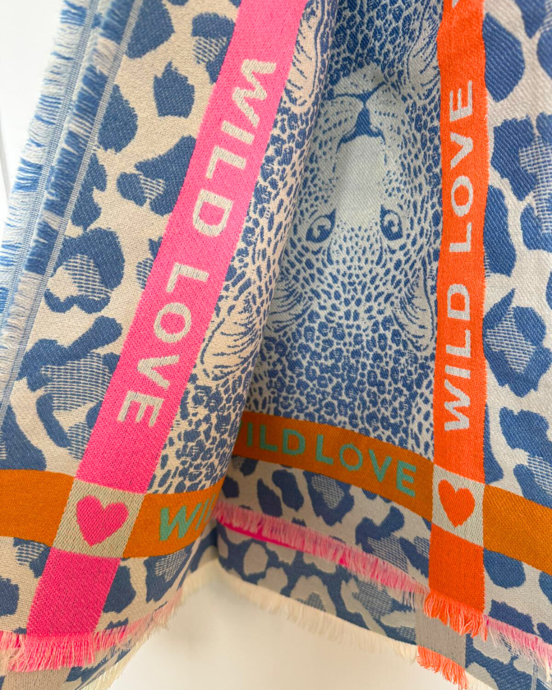 Blue "Wild Love" Oversized Scarf