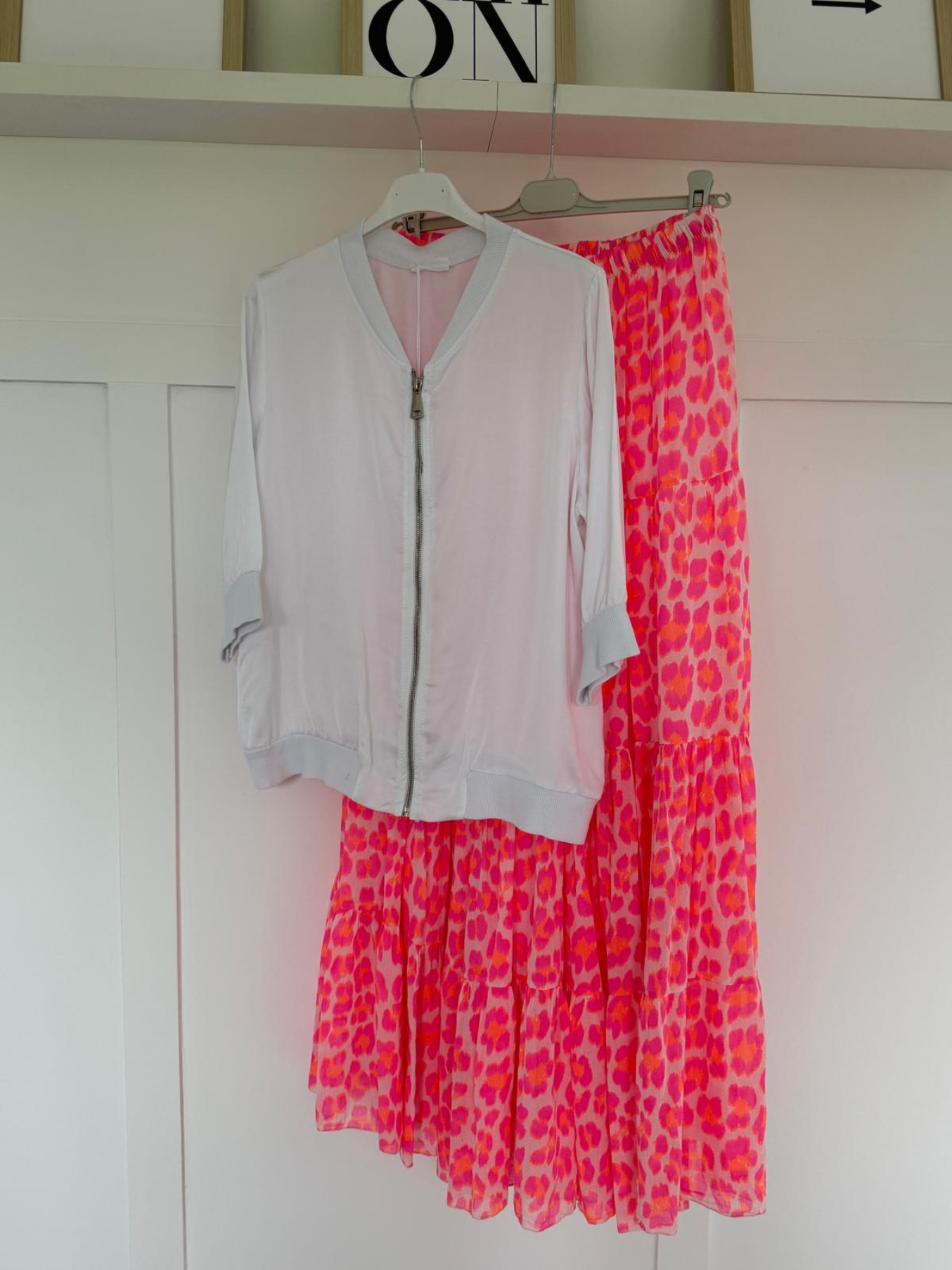 Natural Leopard Tiered Cotton Skirt