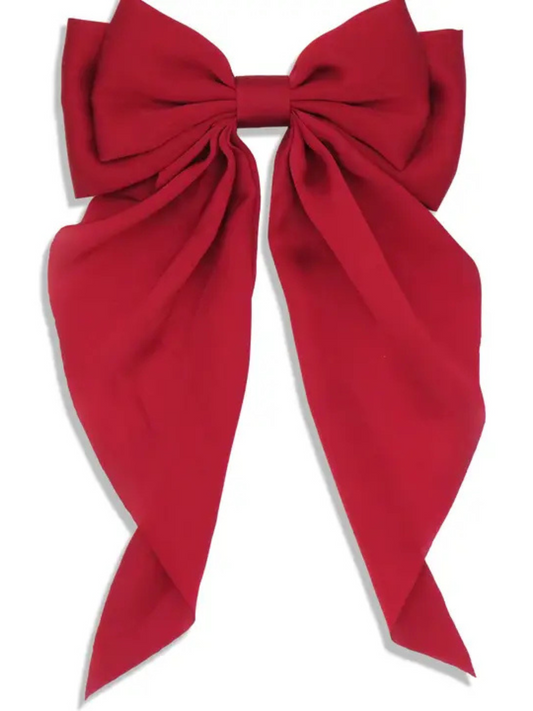 Red Satin Large Bow Clip