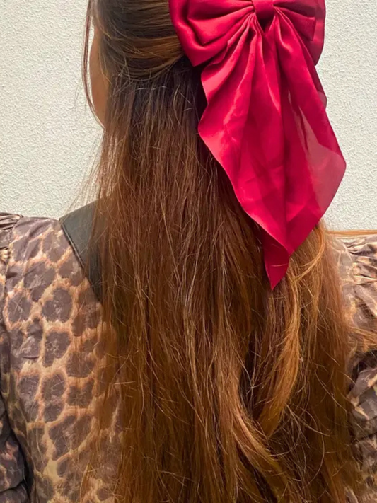 Red Satin Large Bow Clip