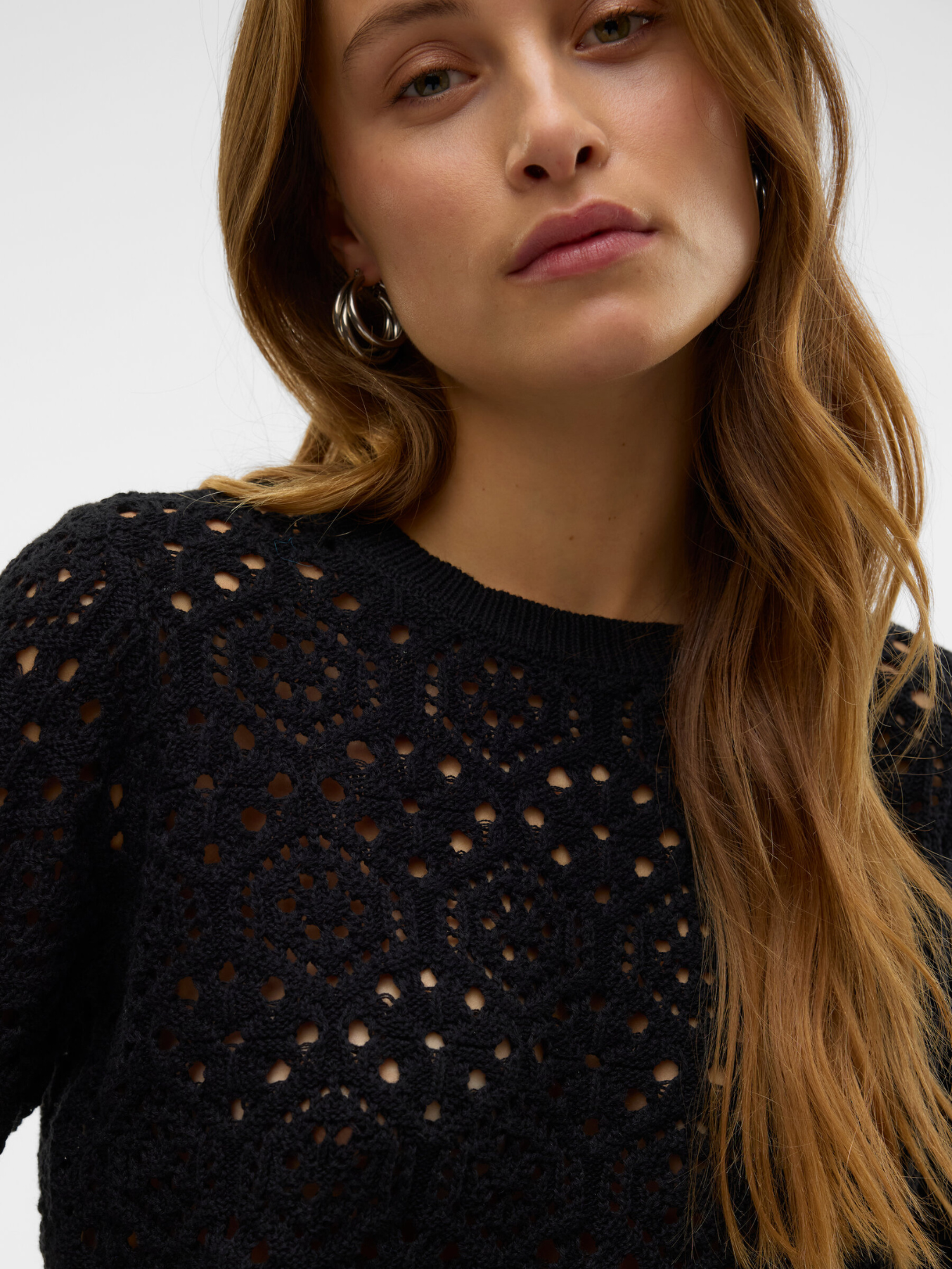 Sand Crochet Short Sleeve Jumper