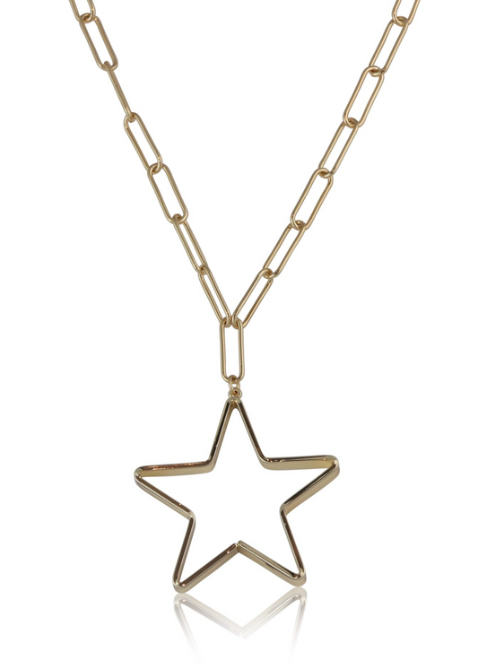 Gold Single Star Chain Necklace