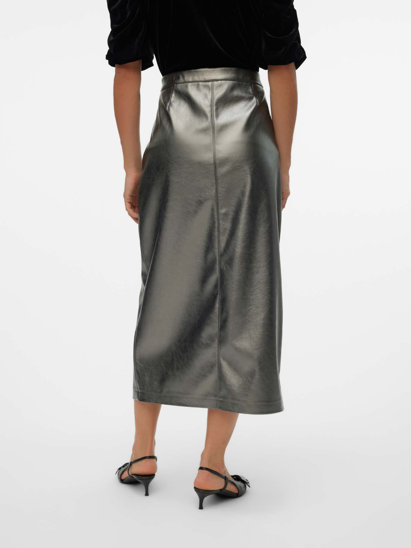 Camilla Gunmetal PU High Waist Pencil Skirt