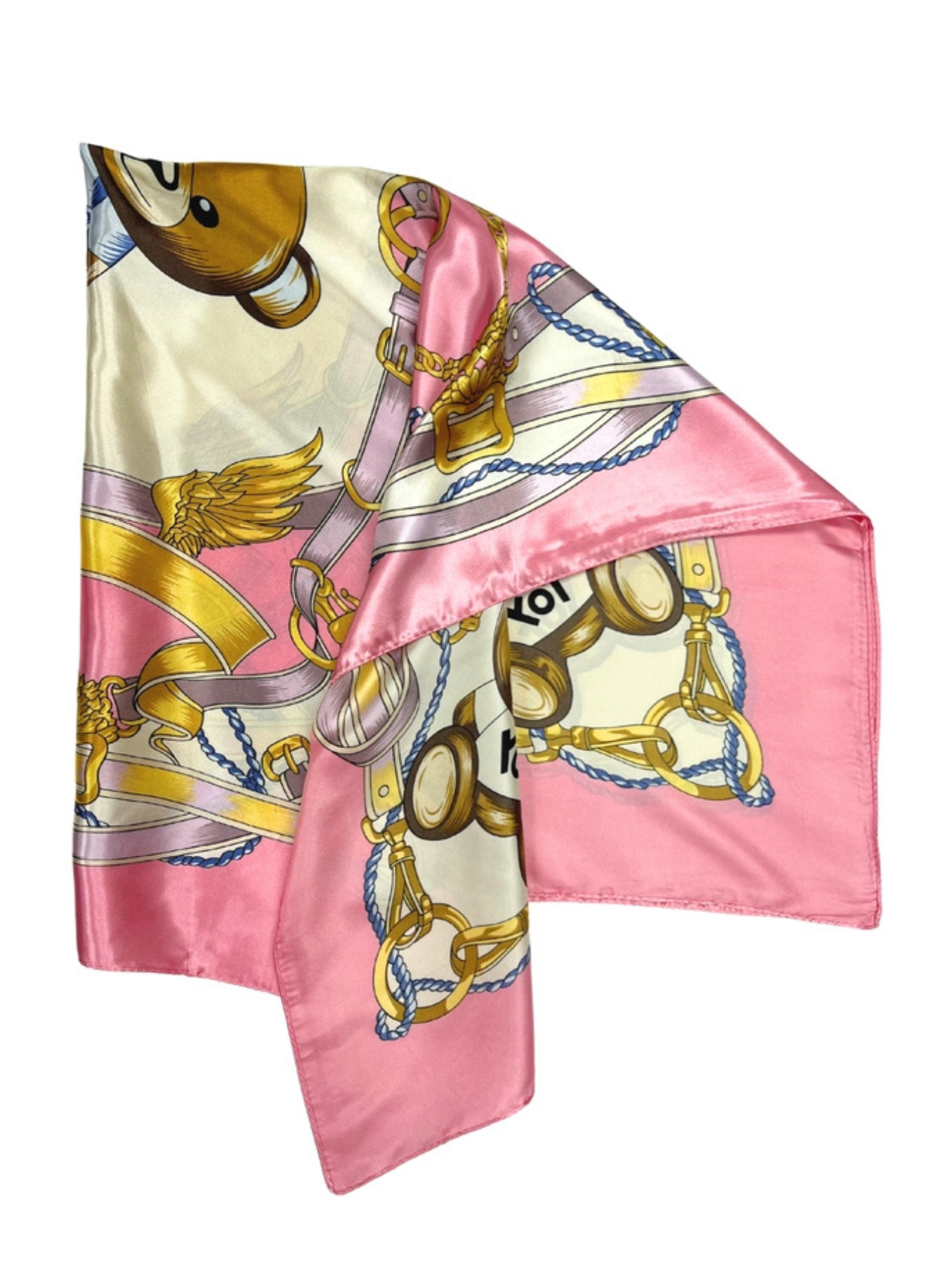 Pink Bear Pattern Silk Touch Square Scarf