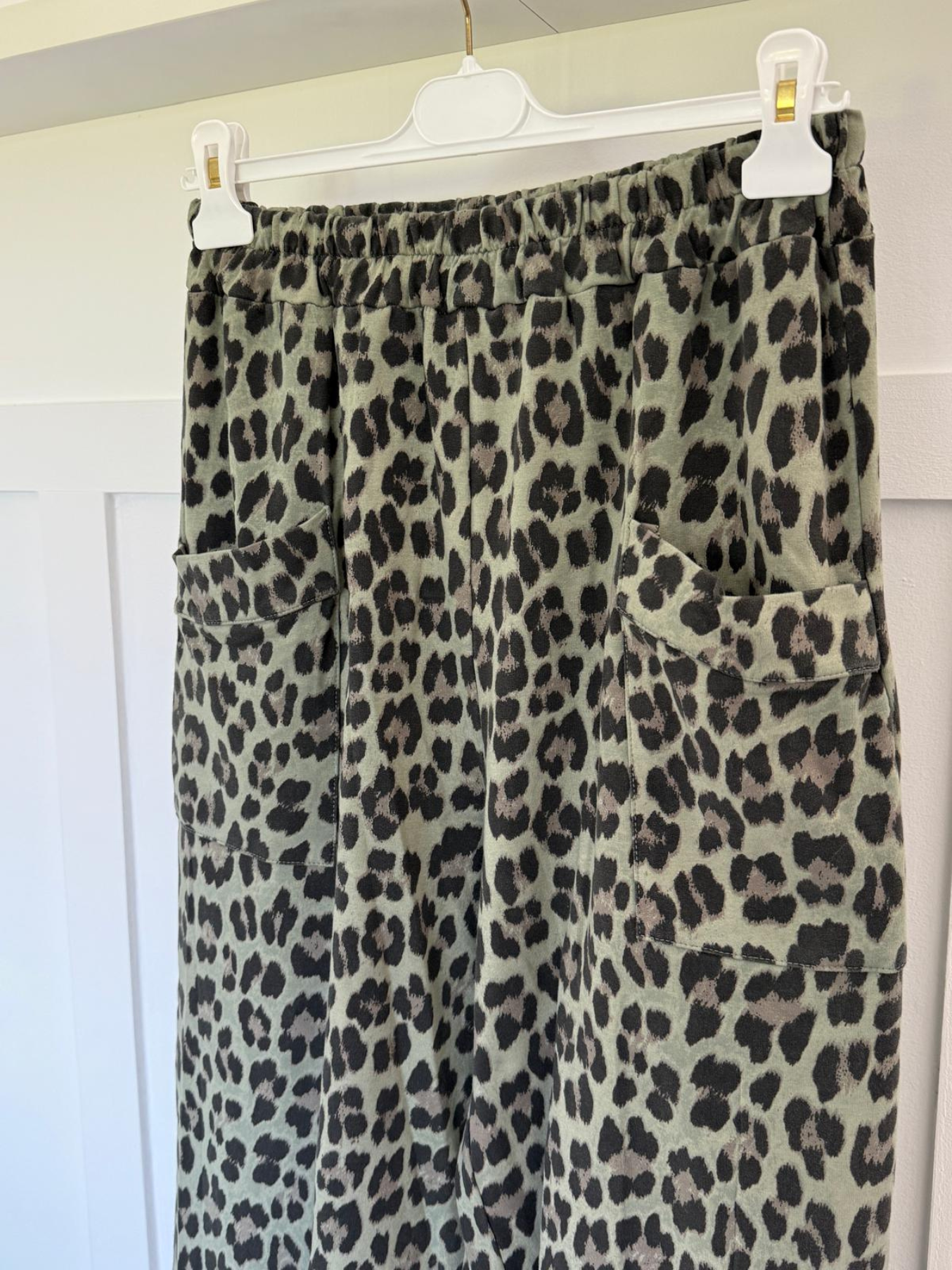 Grey Leopard Pocket Slim Barrel Cargo Joggers