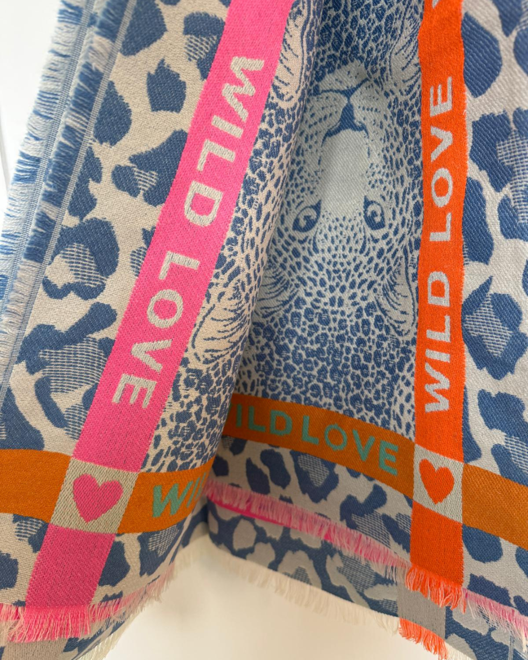 Blue "Wild Love" Oversized Scarf