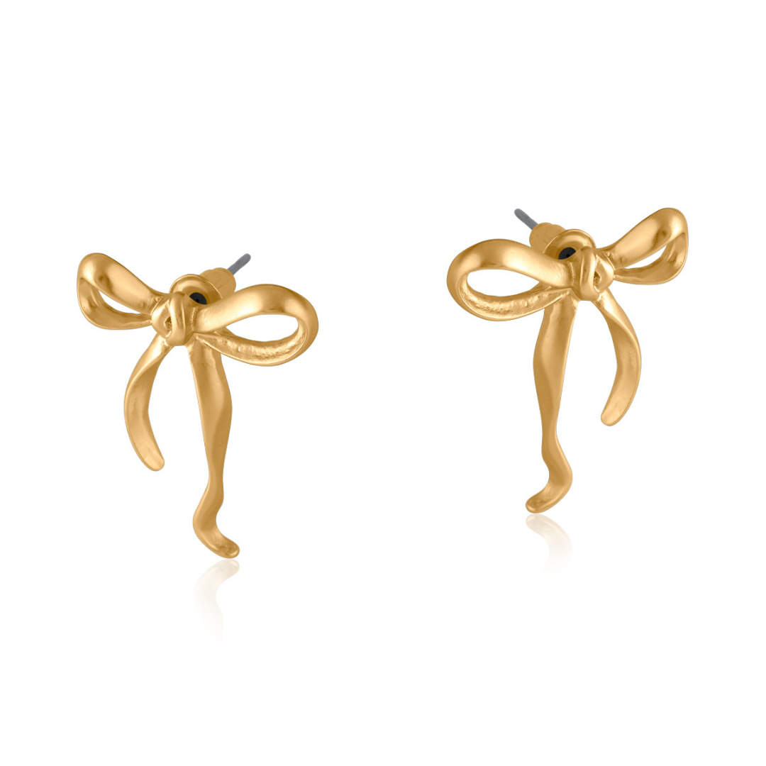 Silver Paloma Bow Matte Earrings