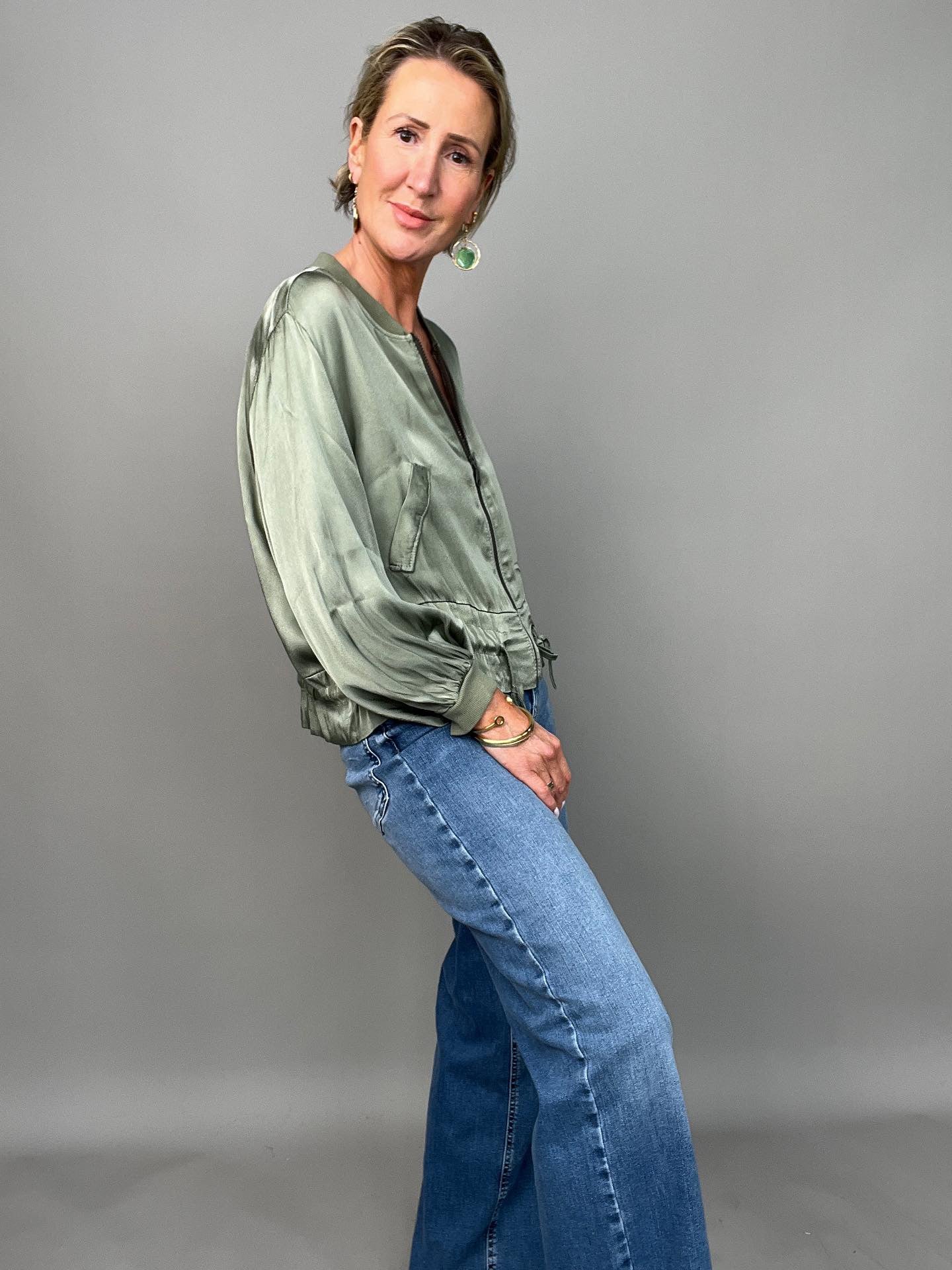 Madison Medium Blue High Waist Wide Leg Jeans