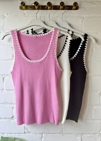Contrast Edge Ribbed Vest Top