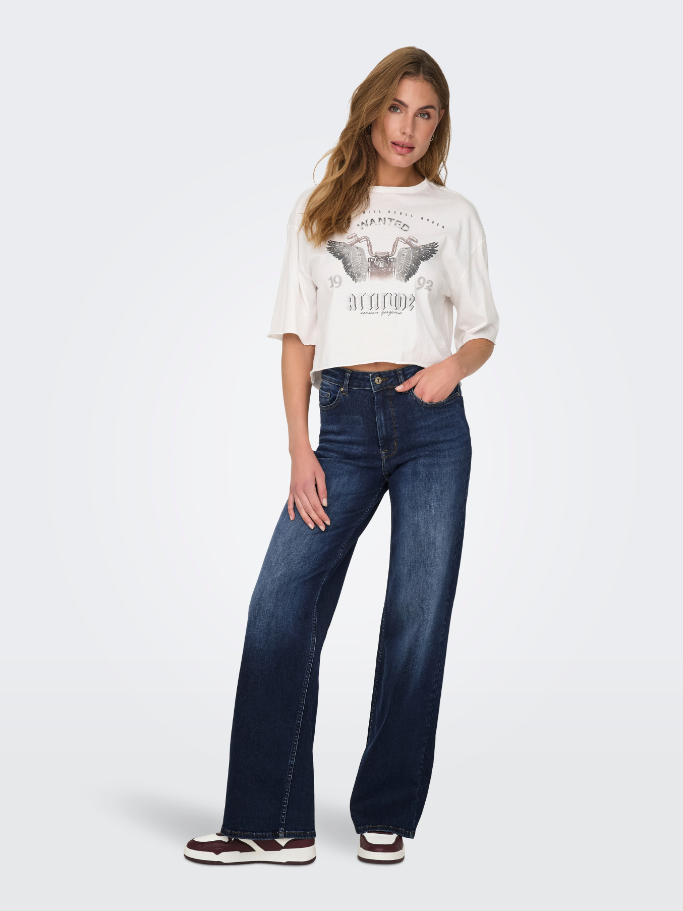 Madison Medium Blue High Waist Wide Leg Jeans