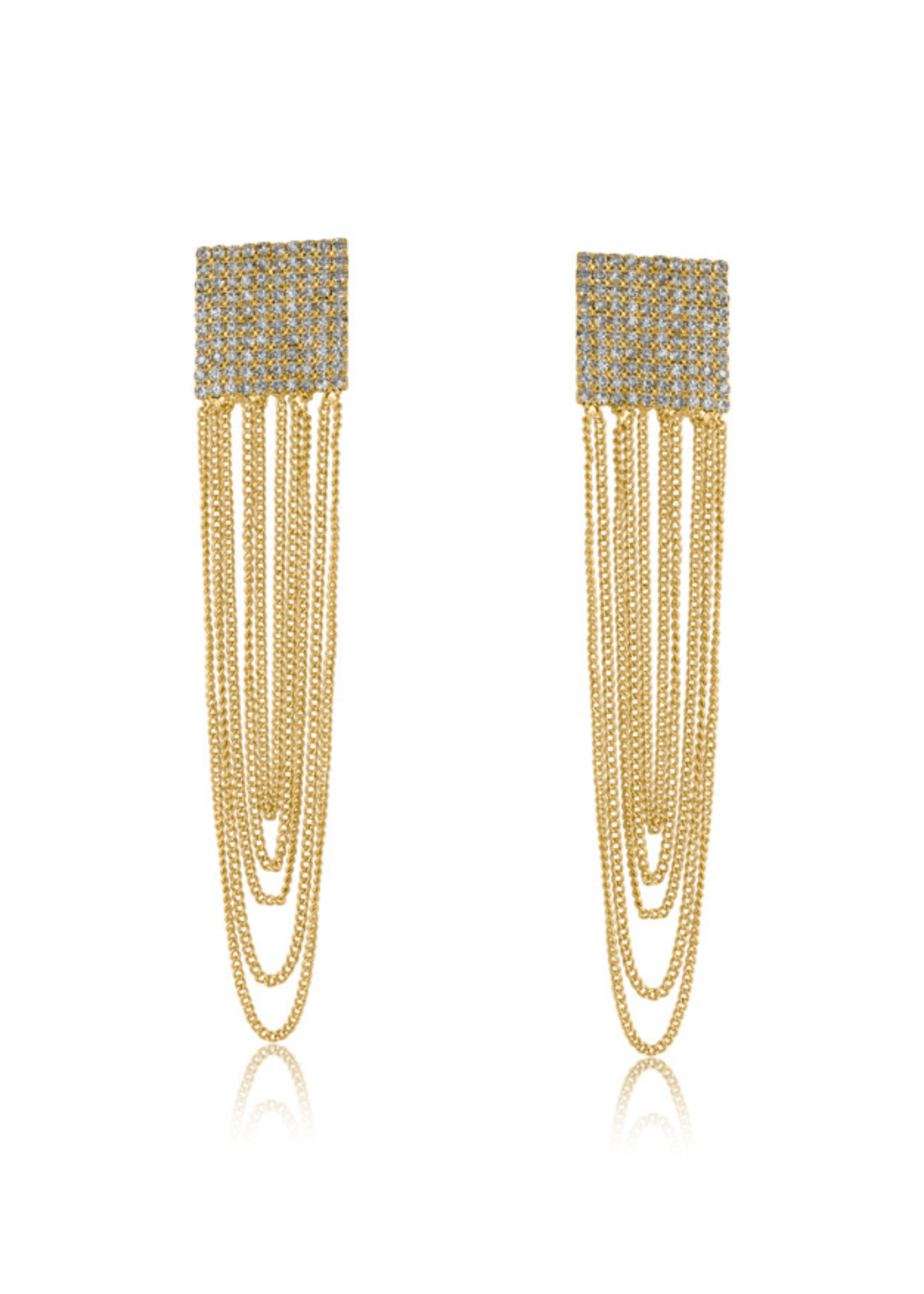 Gold Diamanté Fringe Earrings