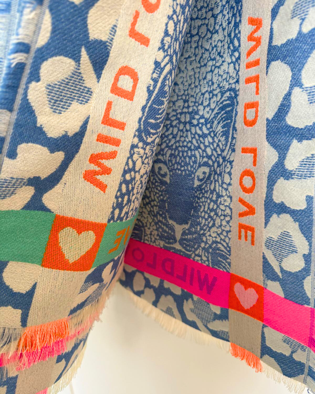 Blue "Wild Love" Oversized Scarf