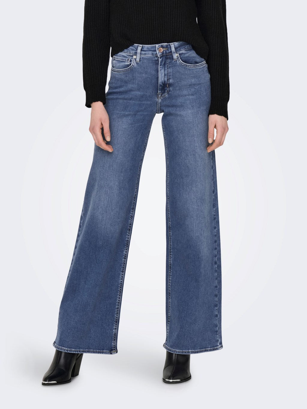 Madison Medium Blue High Waist Wide Leg Jeans