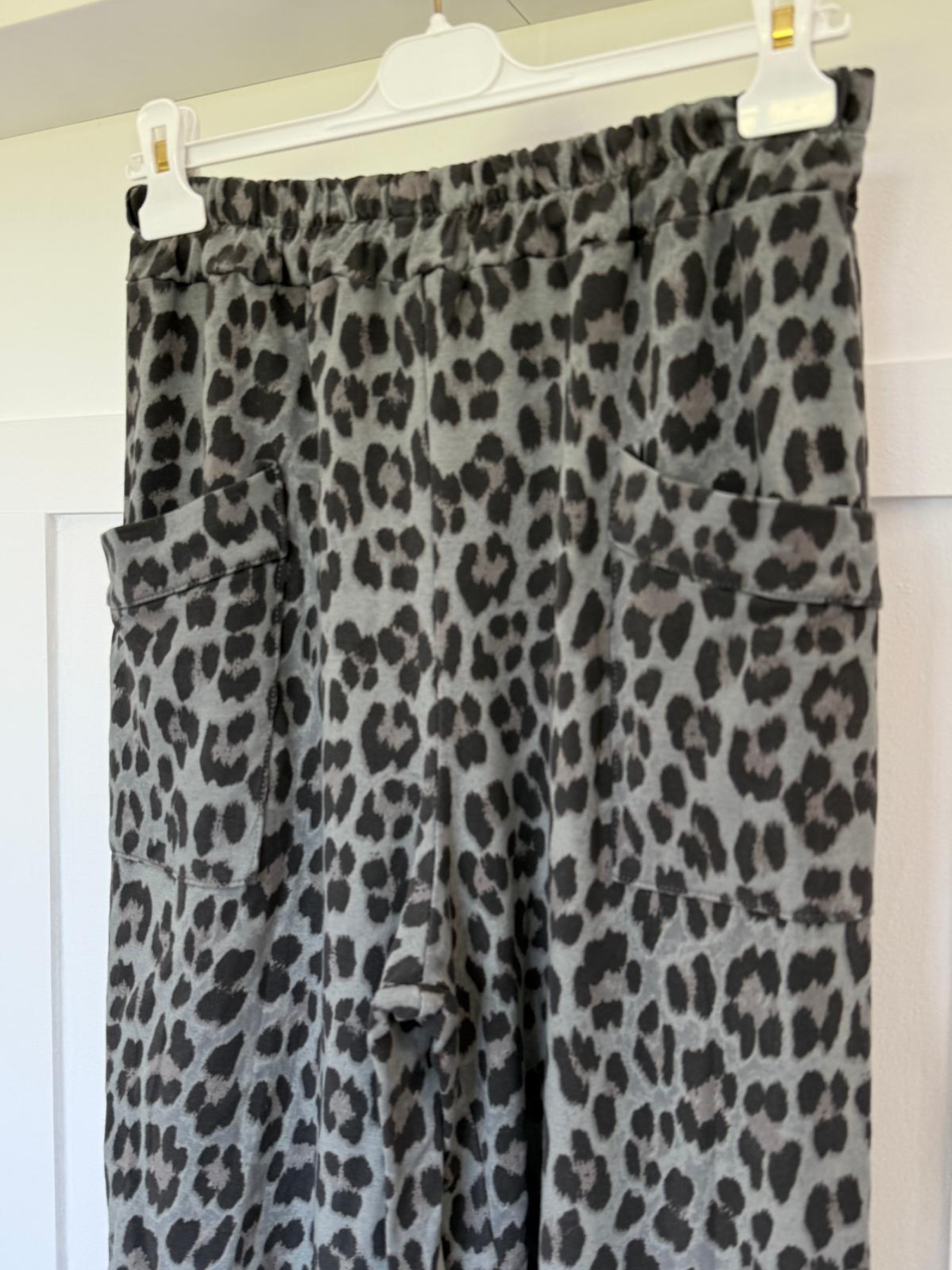 Grey Leopard Pocket Slim Barrel Cargo Joggers