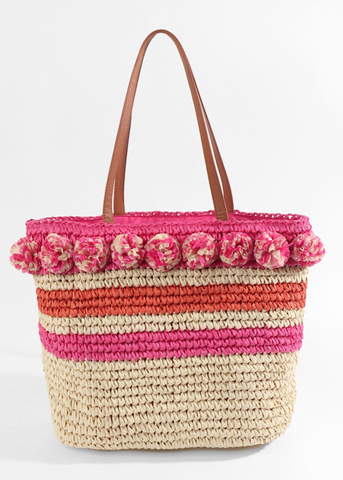 Natural/Pink Tilda Straw Bag