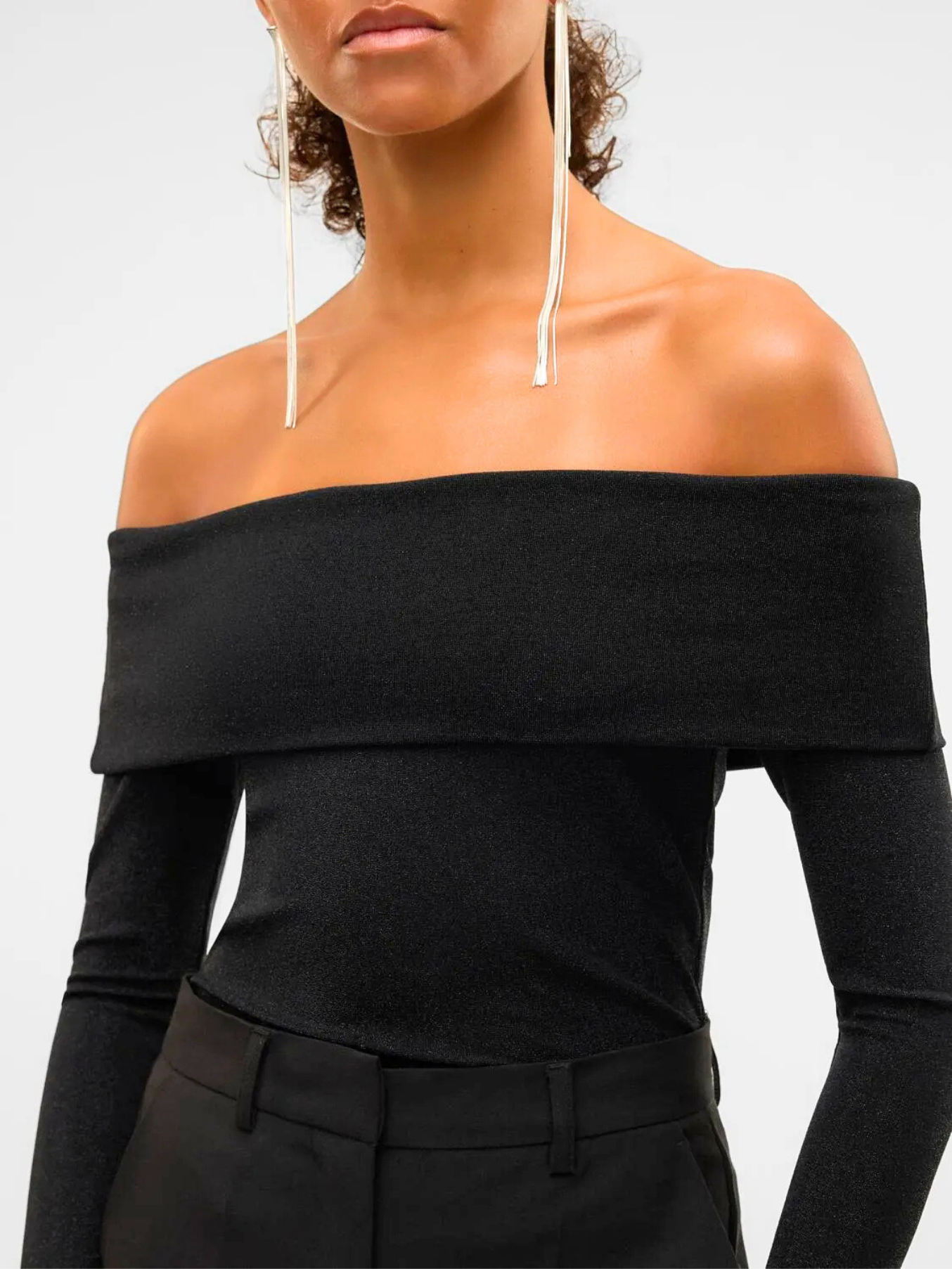 Dynasty Silver/Grey Glitter Bardot Top