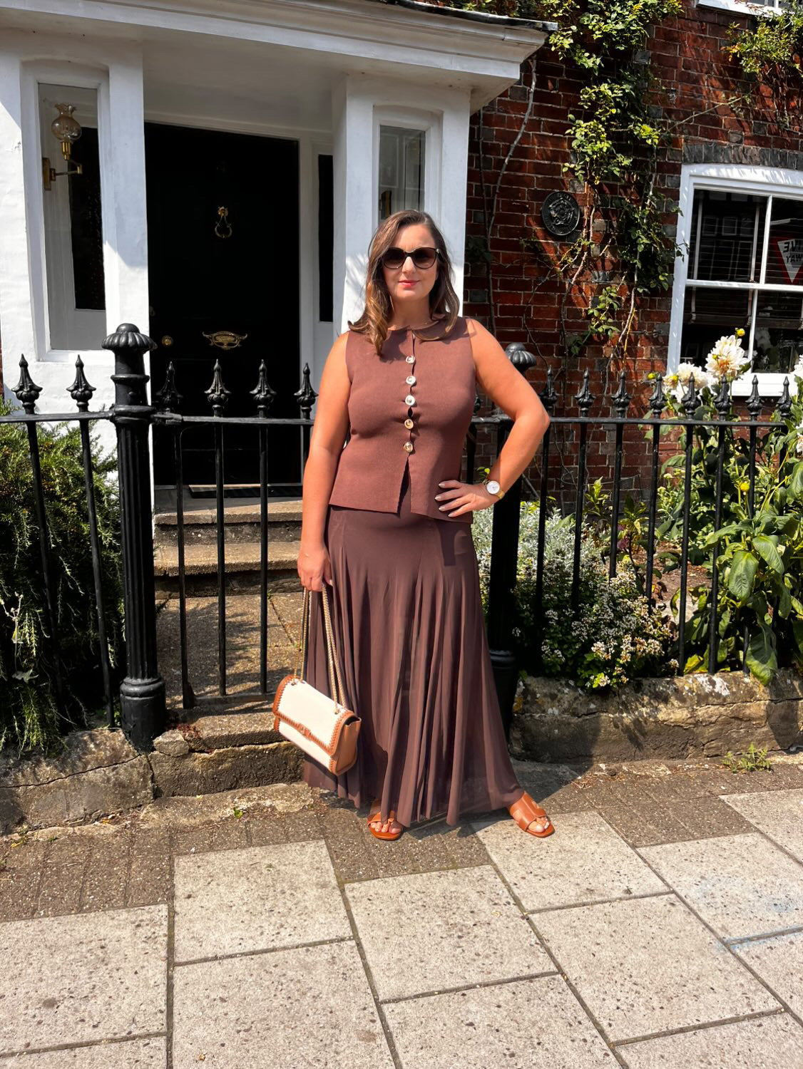 Chocolate Strappy Mesh Maxi Dress