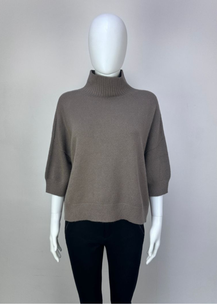 Beige Turtleneck 3/4 Sleeve Jumper