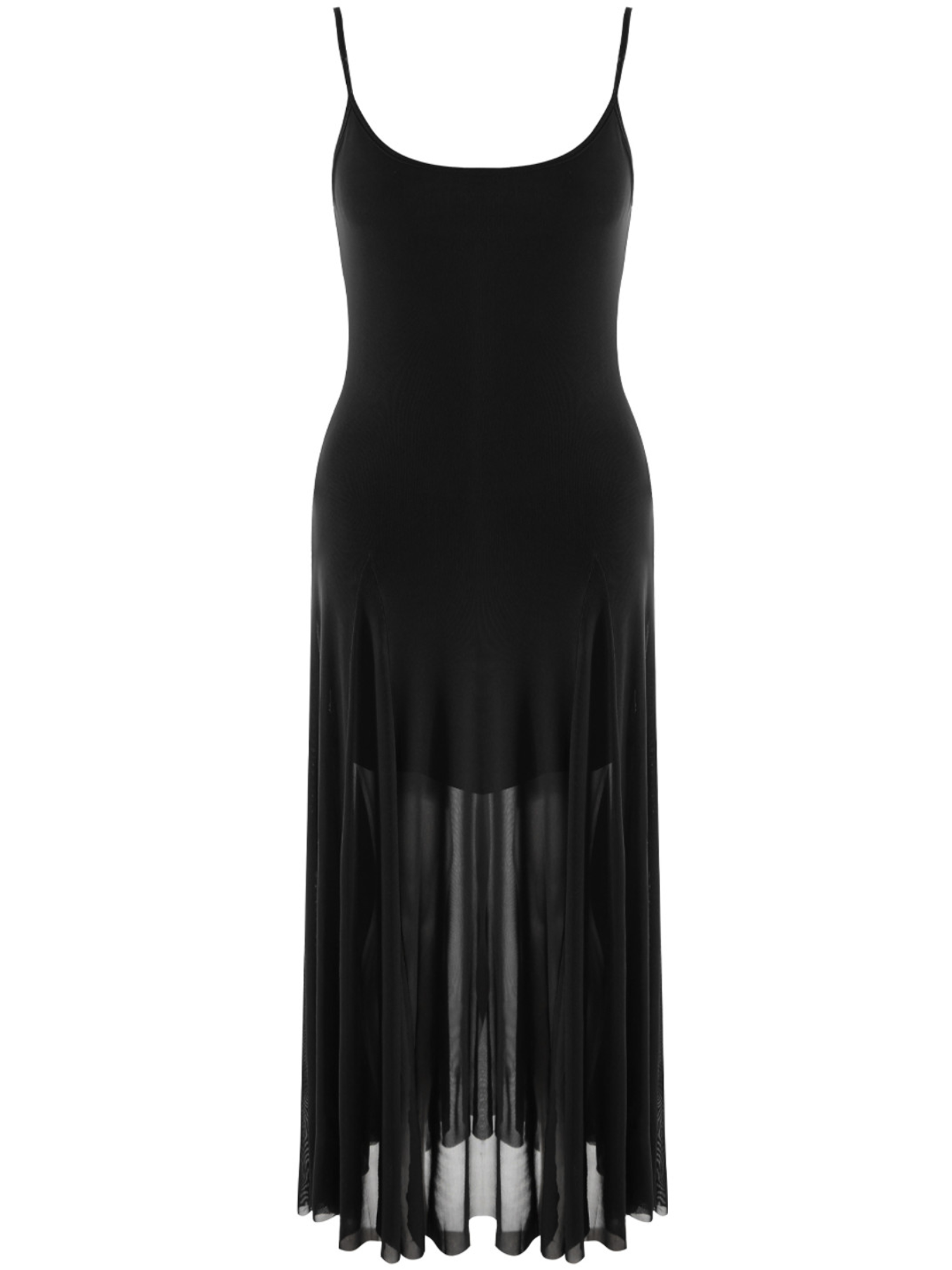 Black Strappy Mesh Maxi Dress