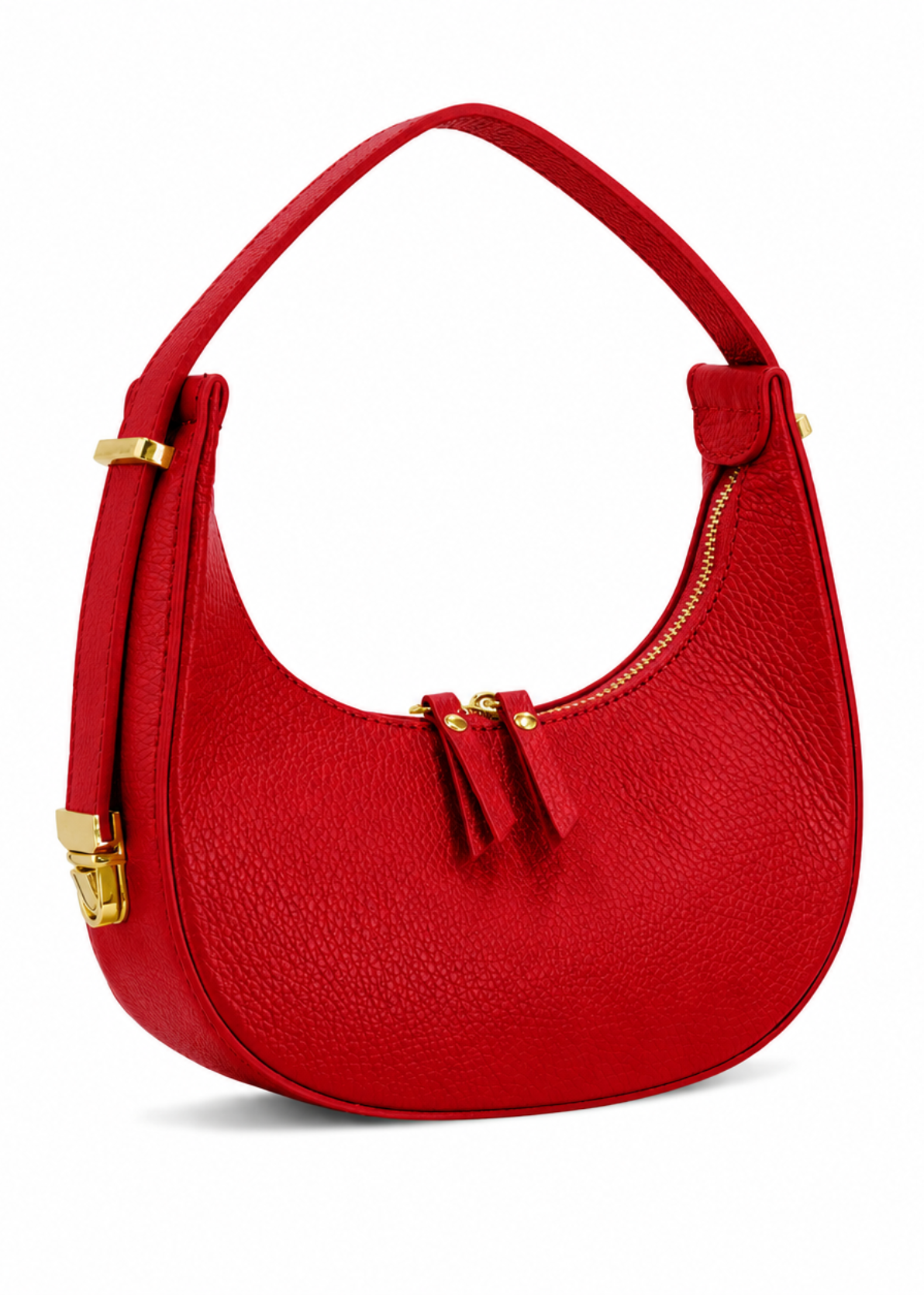 Nude Pink Leather Small Round Shoulder Bag