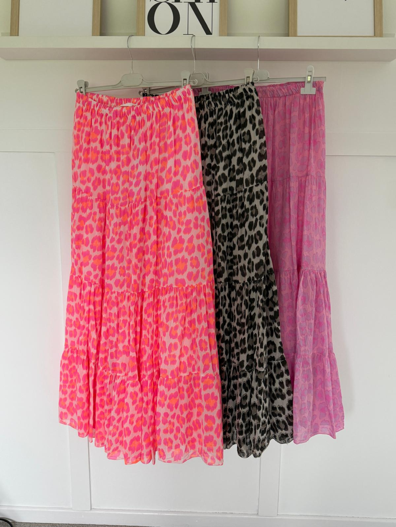 Natural Leopard Tiered Cotton Skirt