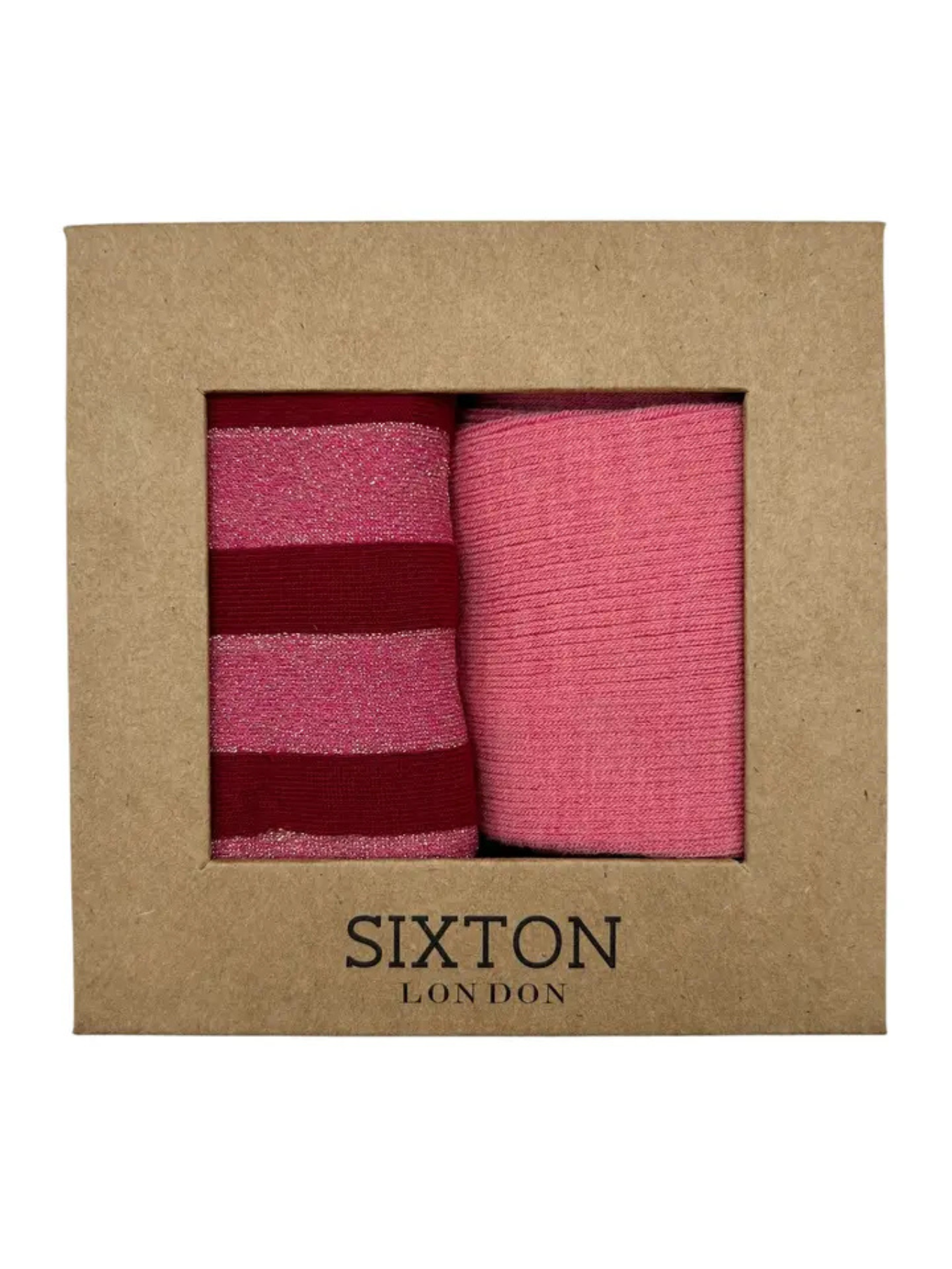 Red/Pink Stripe & Plain Sock Box Duo