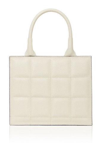Cream Quilted Leather Tote Bag