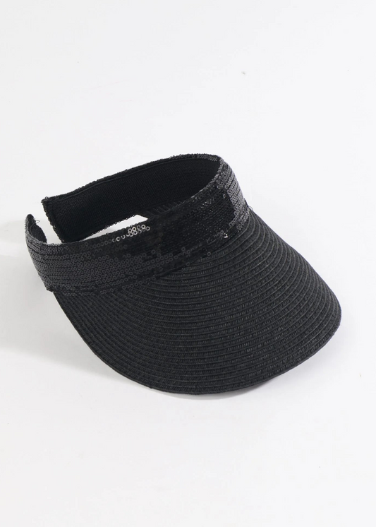Aura Black Sequin Trim Visor
