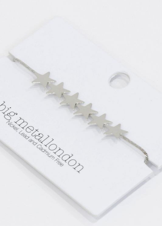 Silver Row of Stars Constellation Bracelet