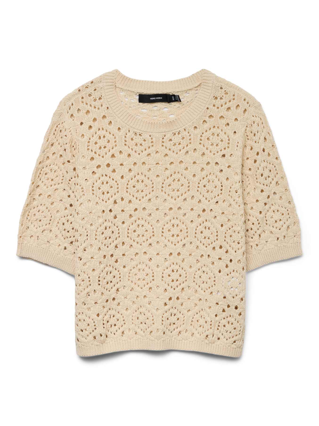 Sand Crochet Short Sleeve Jumper