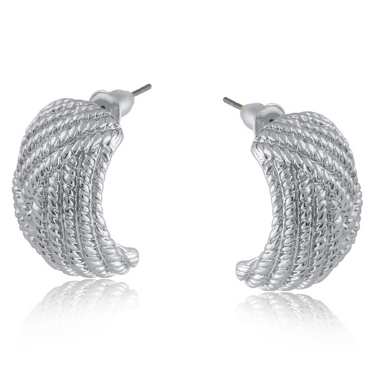 Silver Minica Ripple Effect Earrings