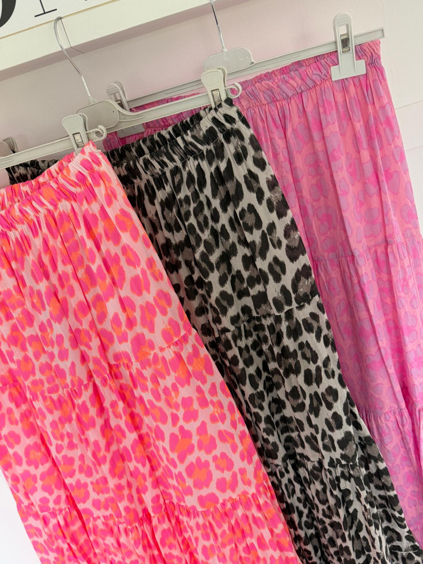 Natural Leopard Tiered Cotton Skirt