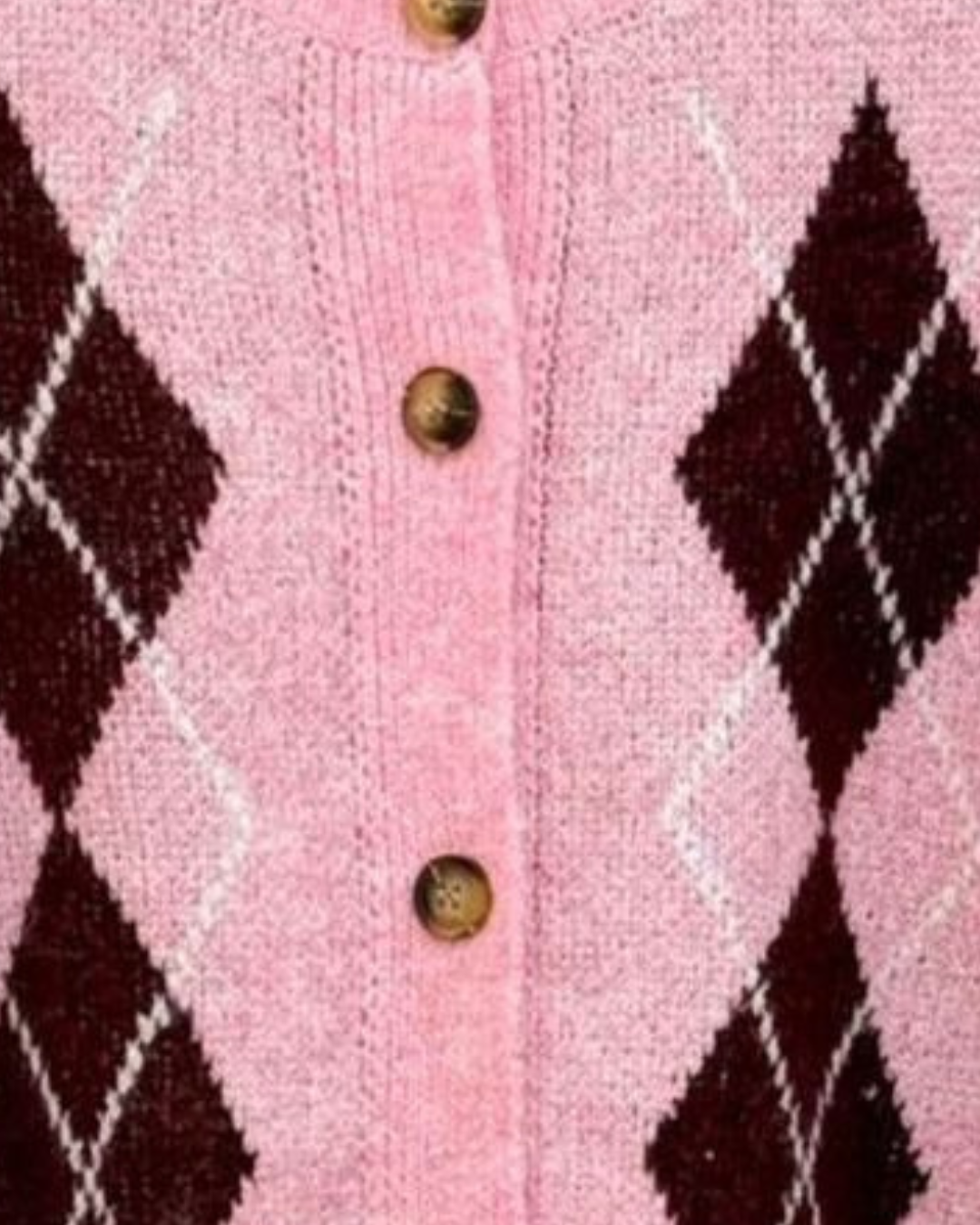 Pink/Burgundy Argyle Cardigan