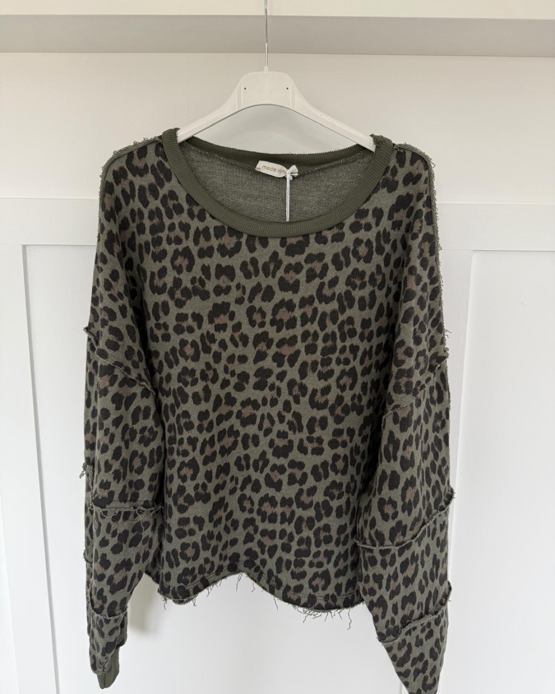Khaki Leopard Oversized Sweatshirt