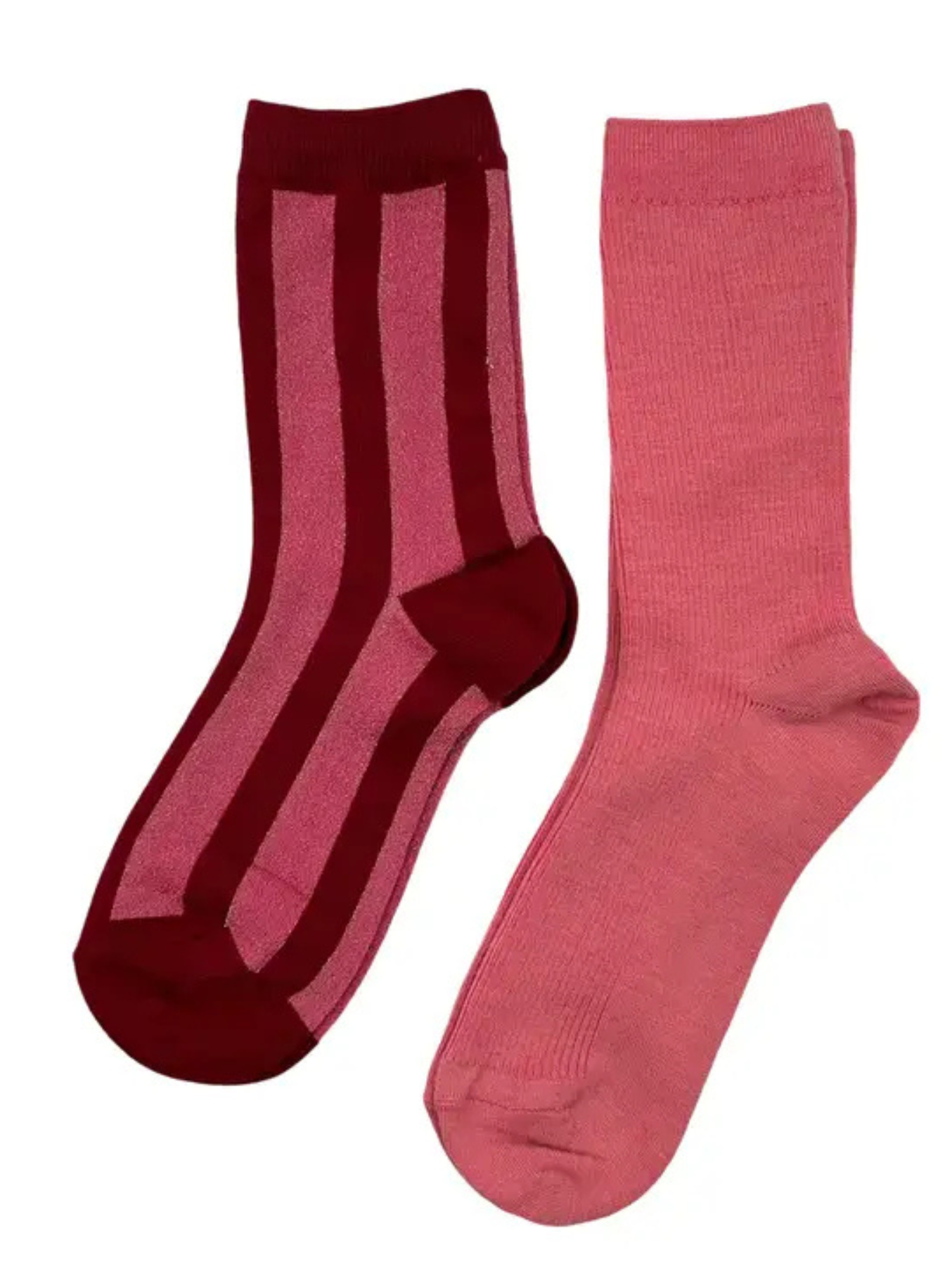 Red/Pink Stripe & Plain Sock Box Duo