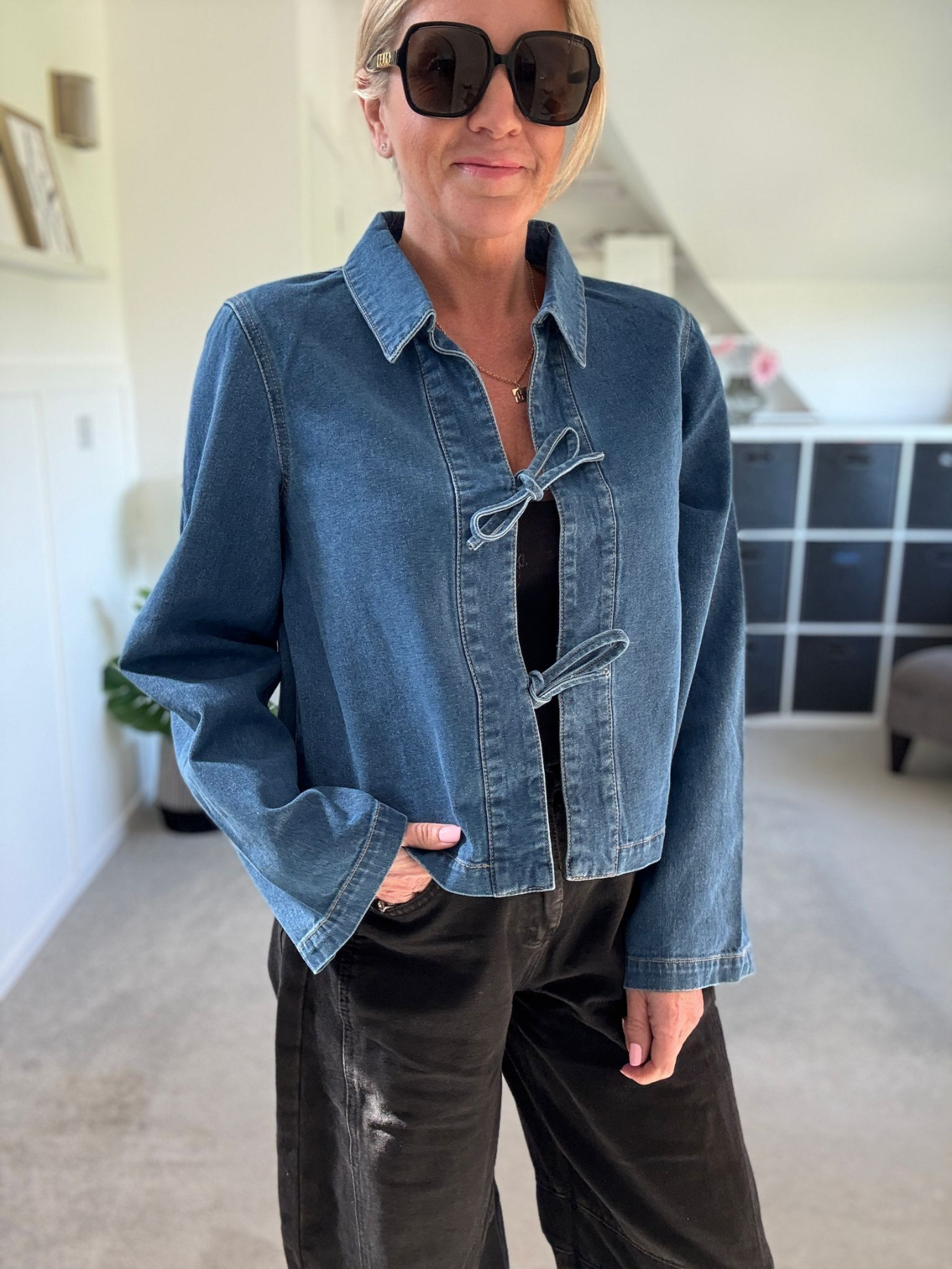 Thora Denim Bow Tie Jacket
