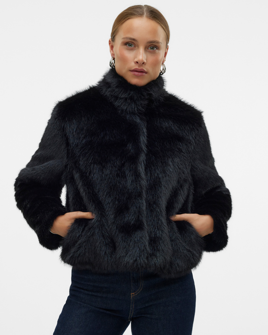 Black Monroe Faux Fur Jacket