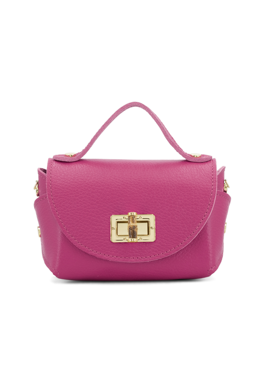 Nude Pink Bamboo Twist Lock Leather Mini Bag