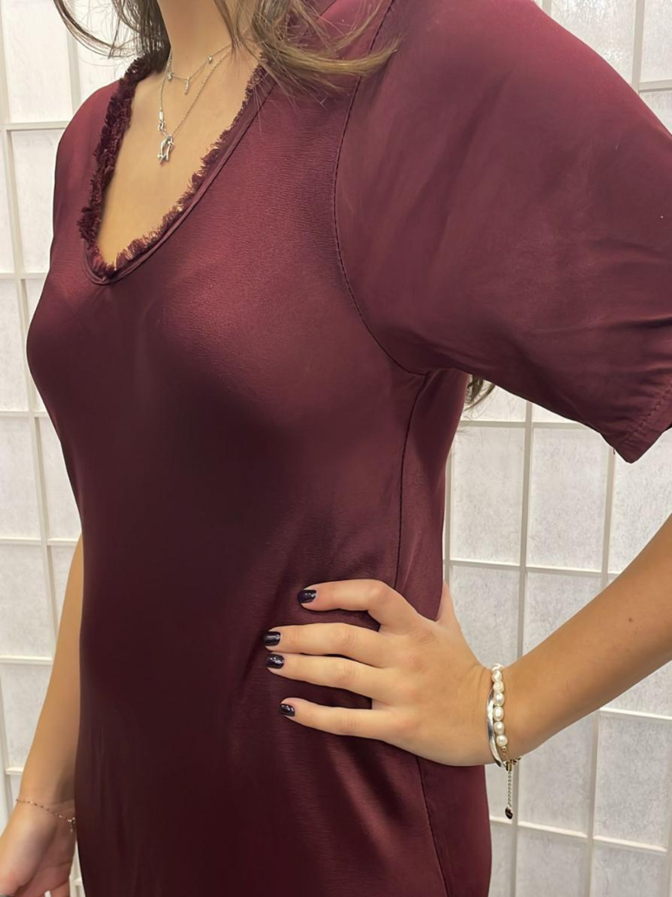 Silver Short Sleeve Satin Slip Dress