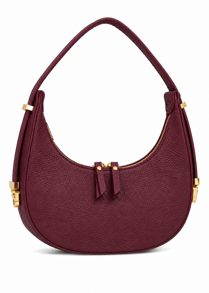 Dark Brown Leather Small Round Shoulder Bag