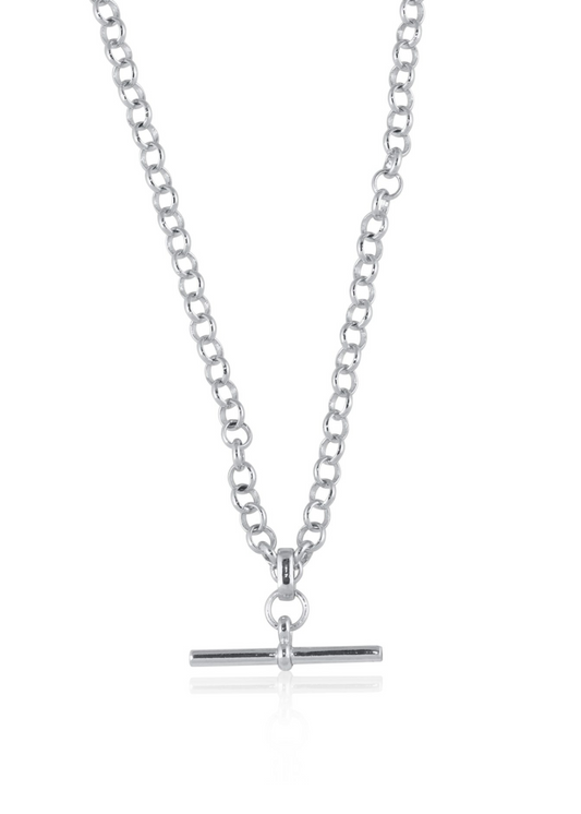 Silver Plated T bar Chain Necklace